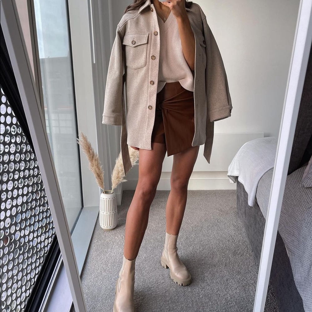 Zara Flat Leather Ankle Boots with Track Soles